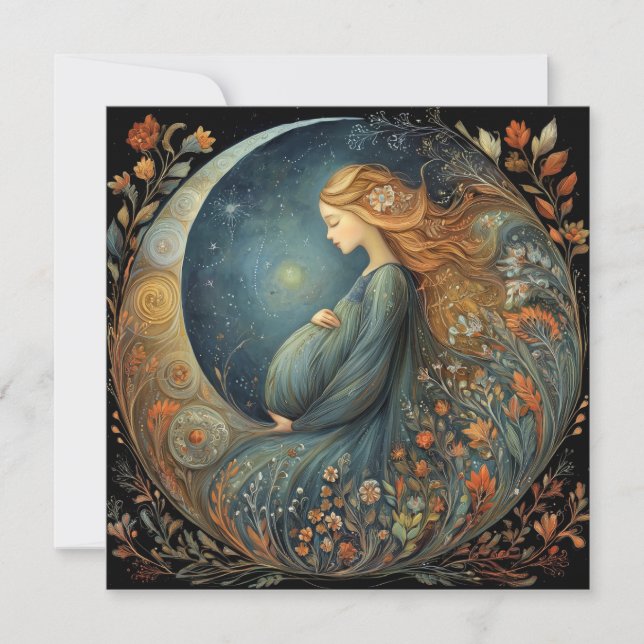 Cartão Mãe Esperada Floral Celestial Dia das Mães (Frente)