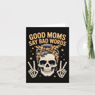 Cartão Mãe Esqueleto Engraçado com Coque Desgrenhado