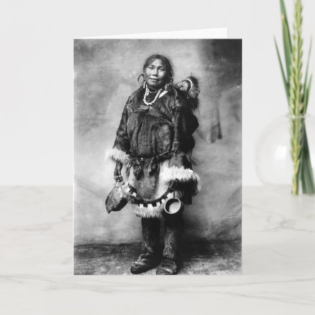 Cartão Mãe esquimó e filho (Frente)