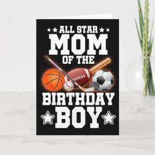 Cartão Mãe Estrela do Menino do Aniversário Sketll Futebo