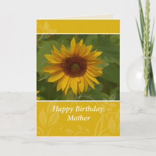 Cartão Mãe feliz aniversário com girassol Ouro