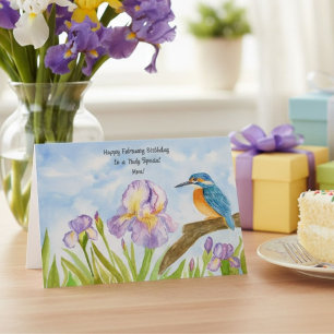 Cartão Mãe Feliz Aniversário de Fevereiro Kingfisher