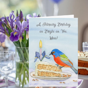 Cartão Mãe Feliz Aniversário de Fevereiro Pintassilgo Pin