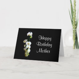 Cartão Mãe Feliz Aniversário Orquídeas Brancas