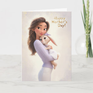 Cartão Mãe Fofa Abraçando Coelhinho Bebê Feliz Dia das Mã