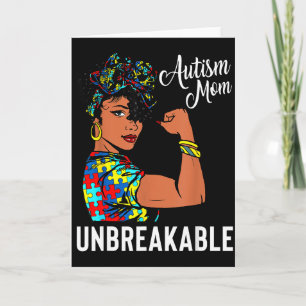 Cartão Mãe Forte Conscientização do Autismo Mãe Afro Mulh