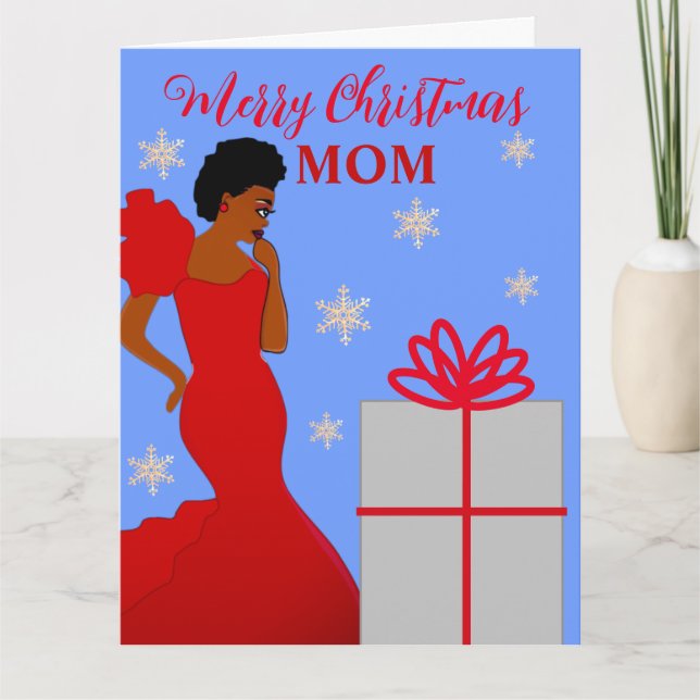 Cartão Mãe Glam African American Christmas Card (Frente)