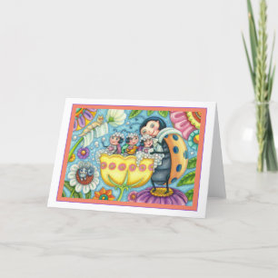 Cartão MÃE LADYBUG E CRIANÇAS, Vazio DE BORRACHA DE TULIP