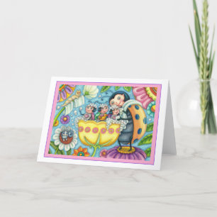 Cartão MÃE LADYBUG E CRIANÇAS, Vazio DE BORRACHA DE TULIP