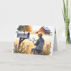 Cartão Mãe lendo uma carta de aniversário da criança