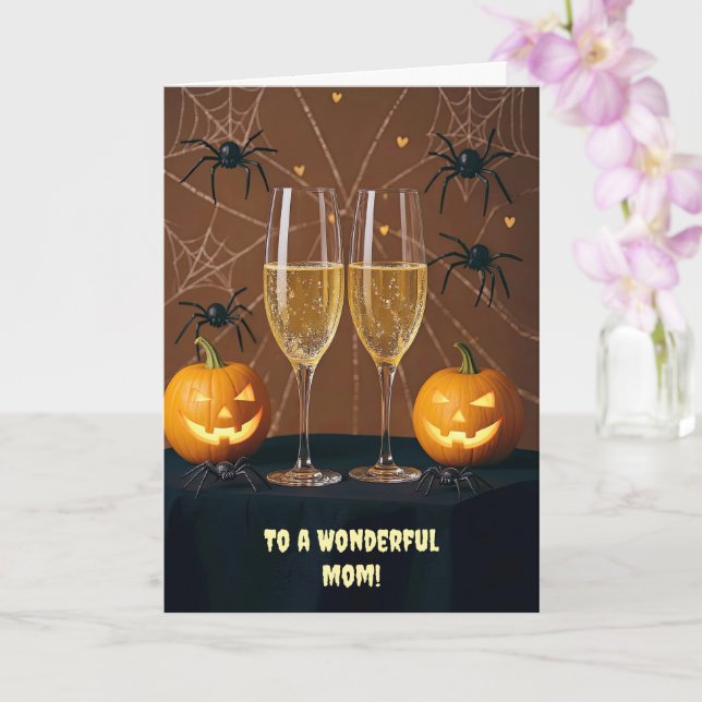 Cartão Mãe Mãe Feliz Halloween Champagne Cute (Orquídea)
