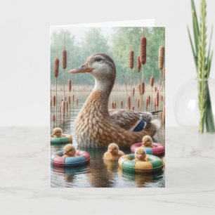 Cartão Mãe Mallard com Duckets