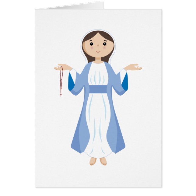 Cartão Mãe Mary com rosário (Frente)