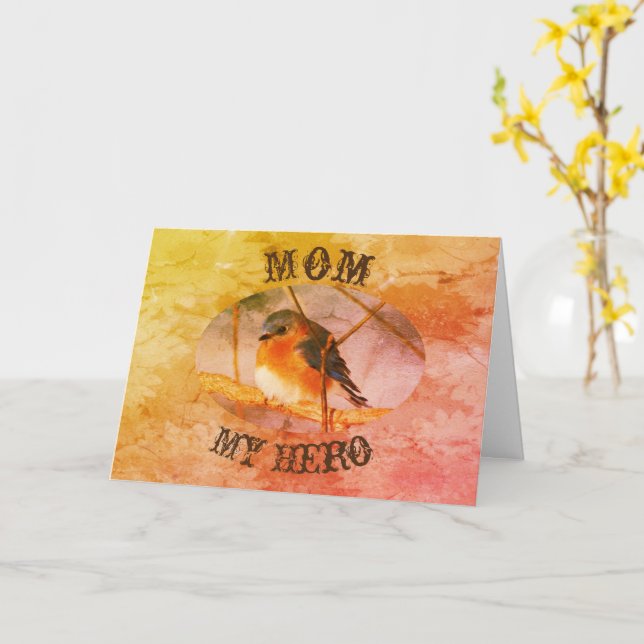 Cartão Mãe Minha Placa De Dia de as mães De Arte Bluebird (Flor Amarela)