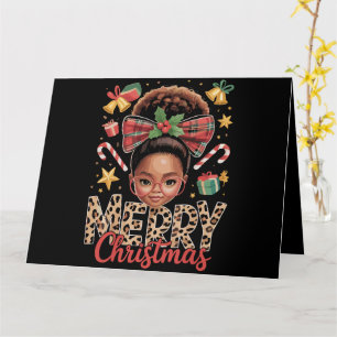 Cartão Mãe Negra Americana de Natal com Coque Desgrenhado