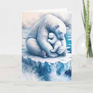 Cartão Mãe Polar Ursa com o Cubo no Glaciar
