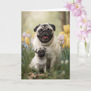 Cartão Mãe Pug Dia das Mães Amor