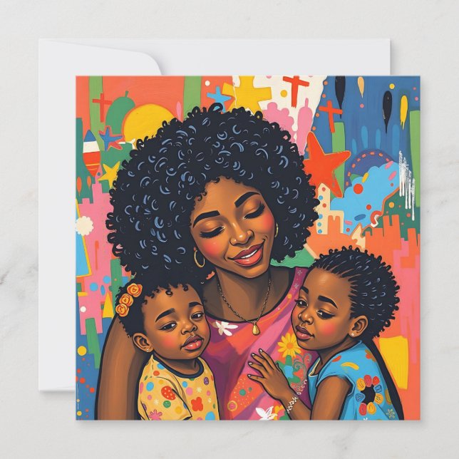 Cartão Mãe Sentimental e Dia de as mães de Arte Filha (Frente)