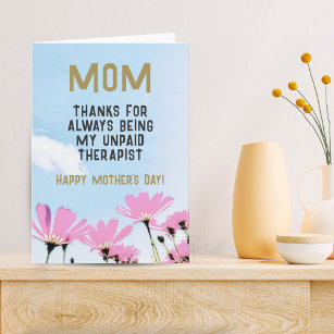 Cartão Mãe Terapêutica Inremunerada Dia de as mães Floral