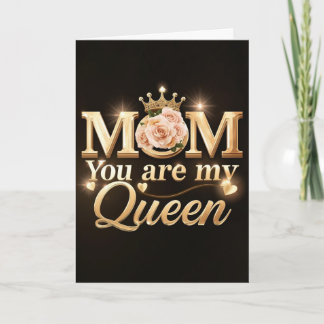 Cartão Mãe Você É Minha Rainha Tipografia Dourada Design