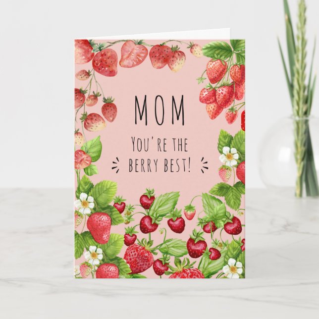 Cartão Mãe, você é o melhor Berry, planta de morango (Frente)