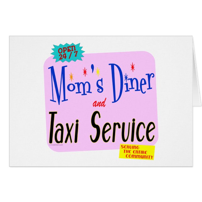 Cartão Mães Diner e Taxi Service Engraçado Dizendo (Frente Horizontal)