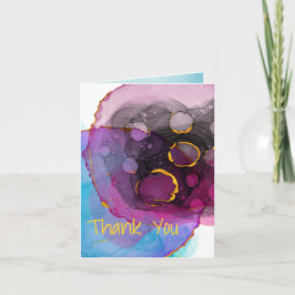 Cartão Magenta Azul e Dourado Obrigado, Endereço no Verso