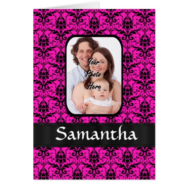 Cartão Magenta e damasco preto (Frente)