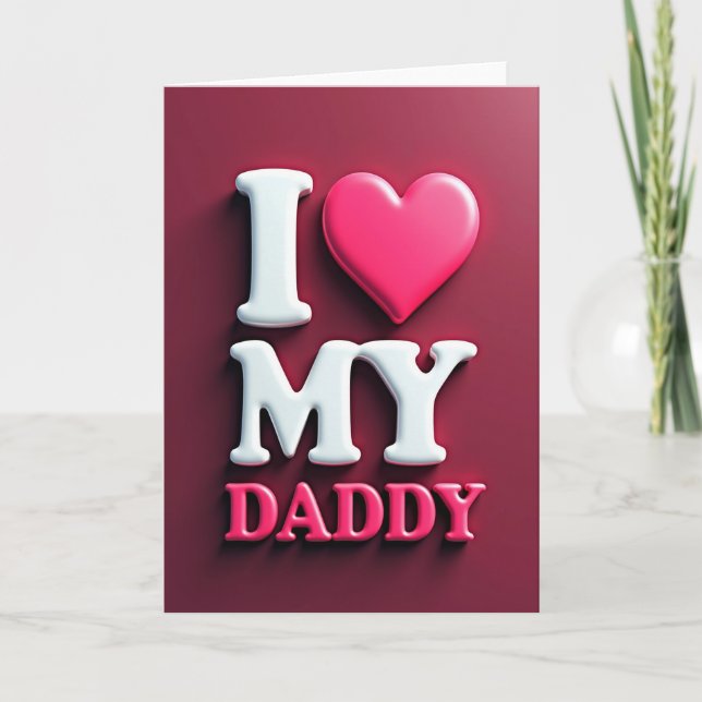 Cartão Magenta Eu Amo Meu Papai (Frente)