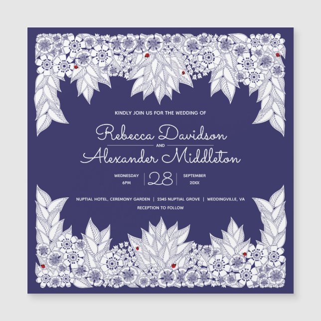 Cartão Magético de Convite para Casamento Branco A (Frente)