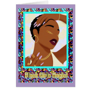 Cartão Magia de Menina Negra Saudações Afrocentradas de E