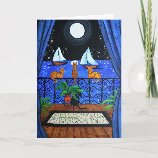 Cartão Magia de Noite Magia de Gatos (Frente)