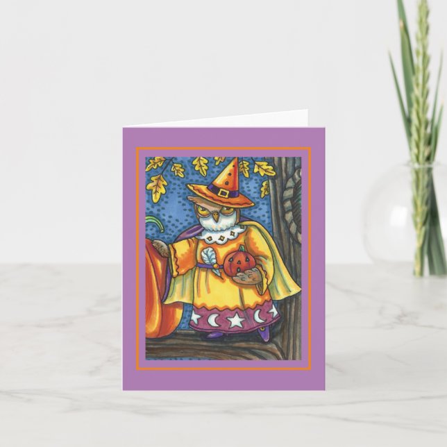 Cartão MAGIC SPELLS E HALLOWEEN HOOTS, OWL WIZNote (Frente)
