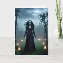 Cartão Mágica, Assustadora Bruxa "Feliz Halloween!" Sauda
