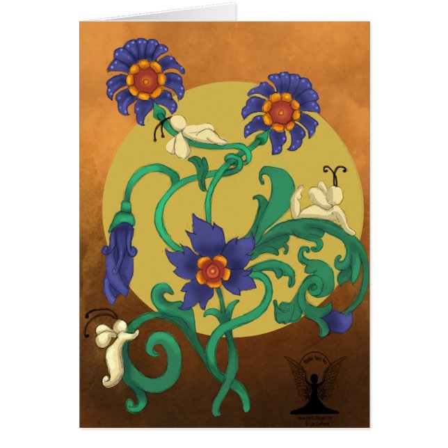 Cartão Mágica floral da arte feericamente mítico (Frente)