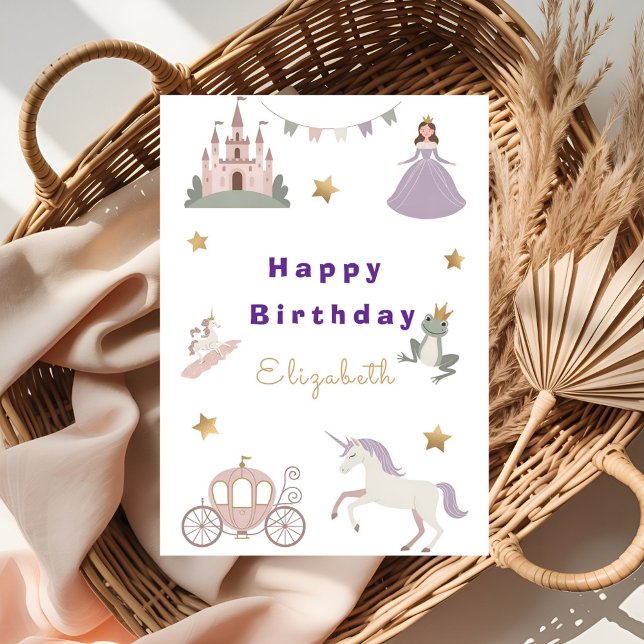 Cartão Magical Fairytale Castle Baby Girl Birthday Card (Criador carregado)