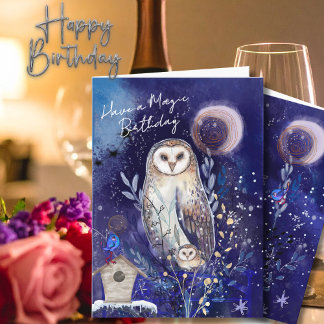 Cartão Magical Mama Baby Owl Birthday Card | Starry Night