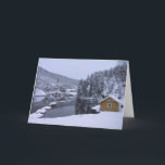 Cartão Magical Norwegian Winter Scenery Blank Card<br><div class="desc">A blank card with a photo on the front of a Norwegian pond with a boathouse in the foreground and a church across the water.</div>