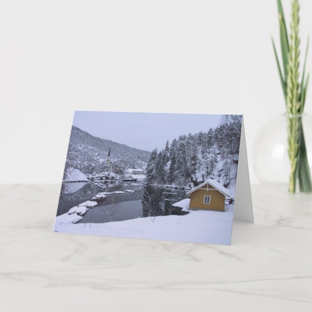 Cartão Magical Norwegian Winter Scenery Blank Card (Frente)