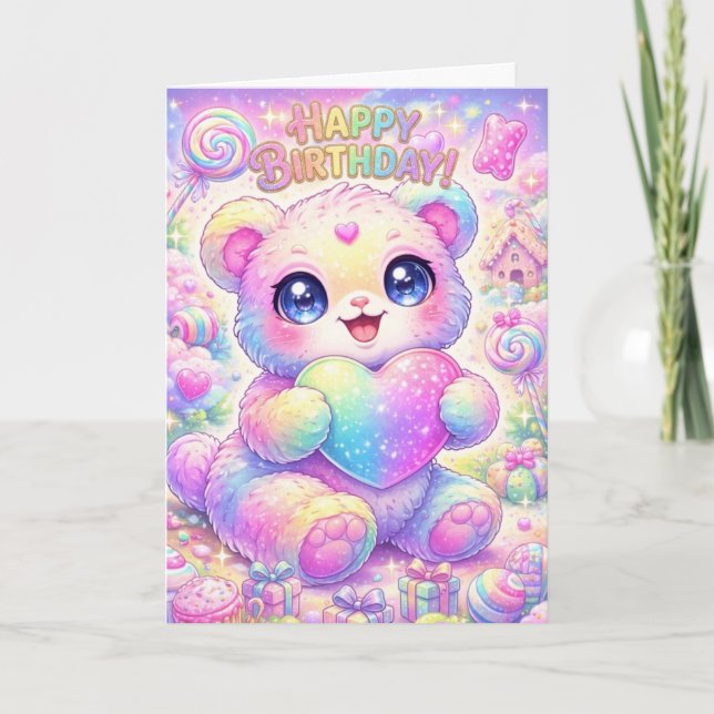 Cartão Magical Rainbow Puppy Children's Birthday Card   (Frente)