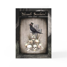 Magical Raven and Skulls Samhain Card