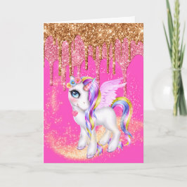 Cartão Magical unicorn pony fairy wings glitter