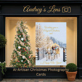 Cartão Magical Winter Carriage Ride Christmas Photo Card