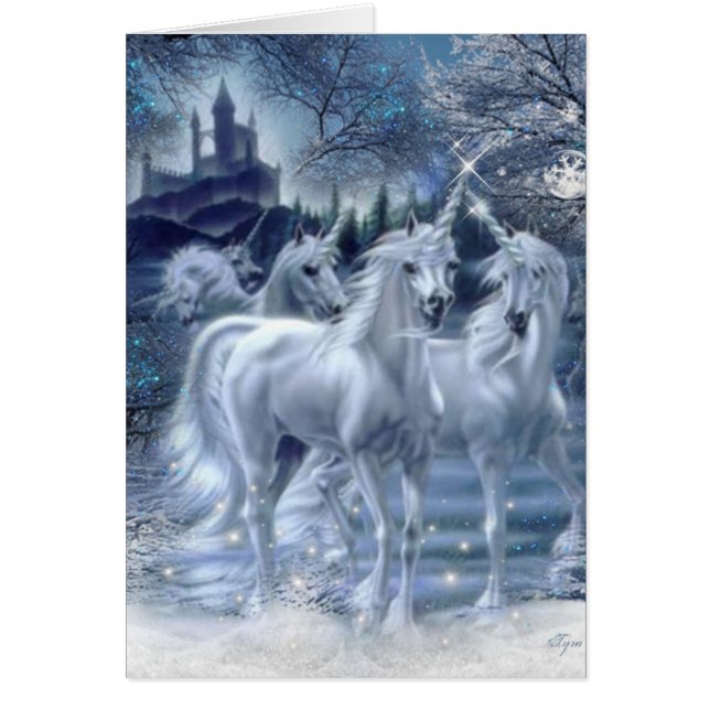 Cartão Magical Winter Unicorn Fantasy (Frente)