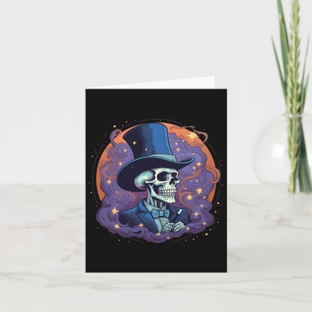 Cartão Magicioso Hat Stars Fumar Caveira Halloween (Frente)