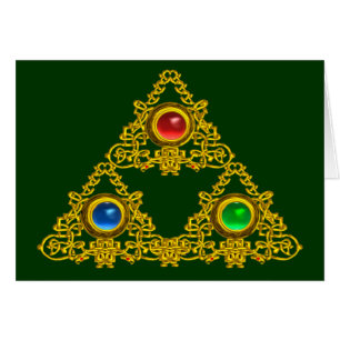CARTÃO MÁGICO ELFIC TALISMAN/DOURADO TRIÂNGULO COM GEMSTO