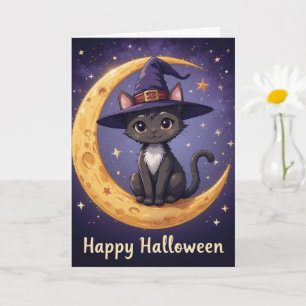 Cartão Mágico Halloween Black Witold Hat e Lua