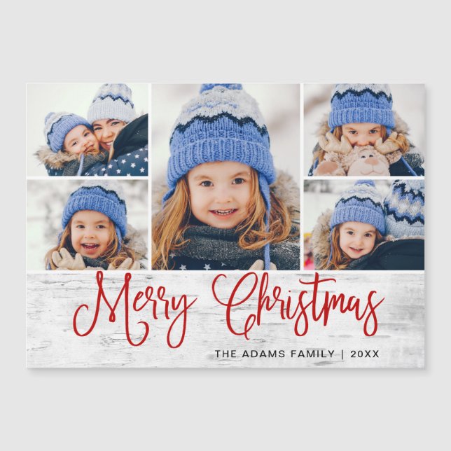 Cartão Magnético 5 FOTO para a Holly Berry Rustic (Frente)