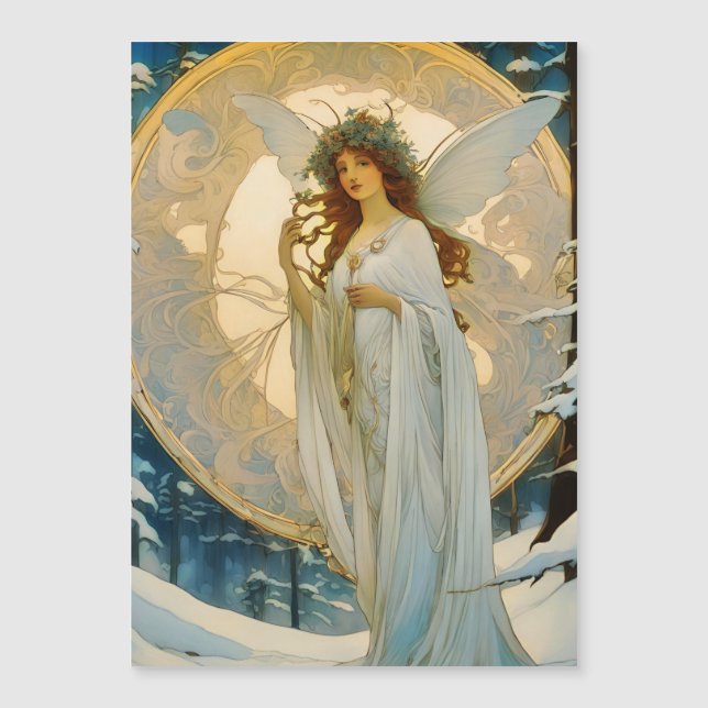 cartão magnético artificial de fada de inverno (Frente)