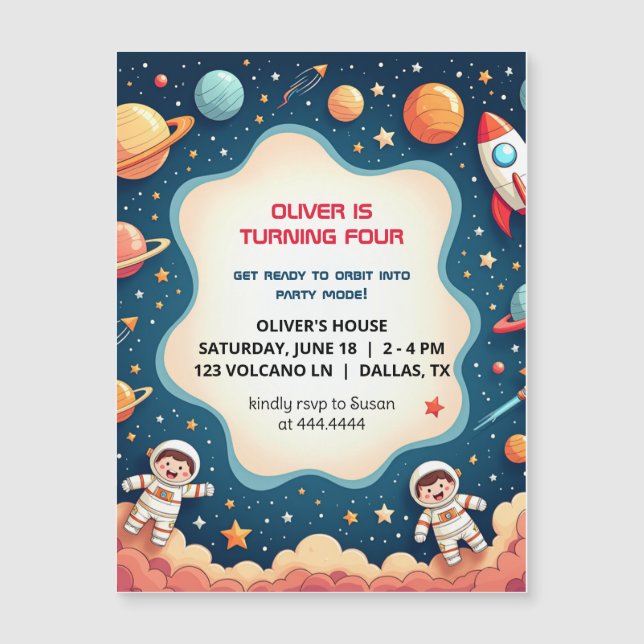 Cartão Magnético Astronauta do Astronauta Espacial (Frente)